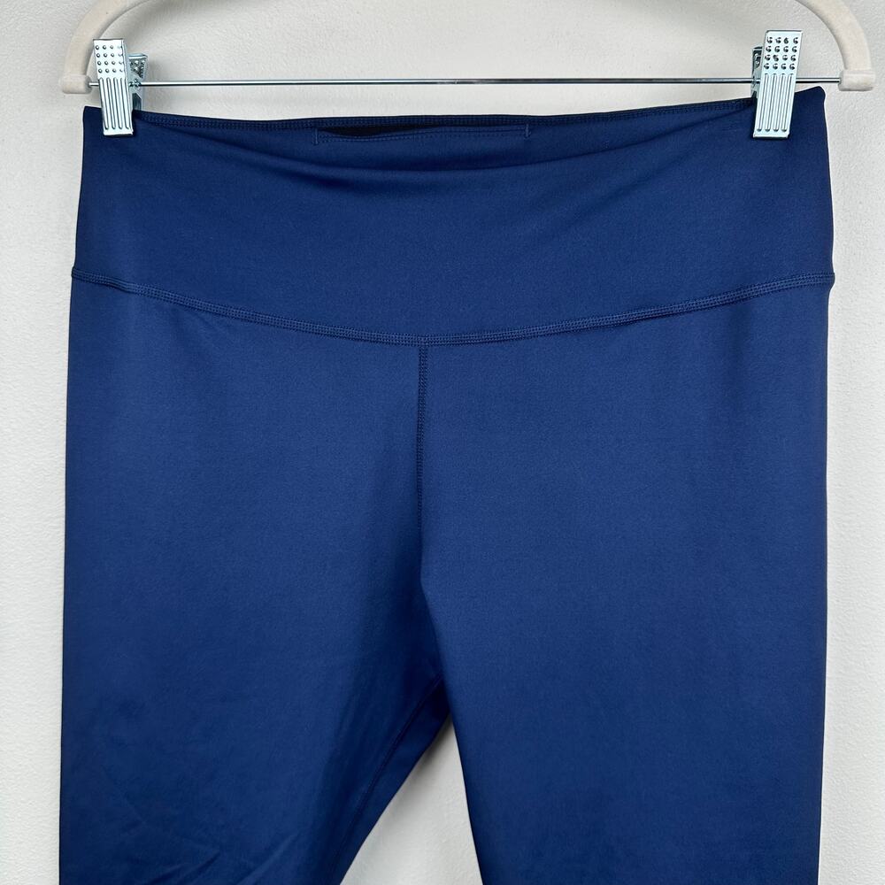 Nike Womens Leggings Dri Fit Mid Rise 7/8 Graphic Logo Navy L Active Gym Running - Picture 6 of 12